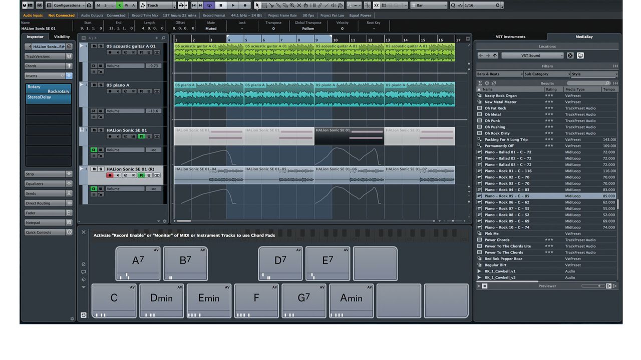 The chord pads at the bottom offer a quick and intuitive system for improvising with chord progressions
