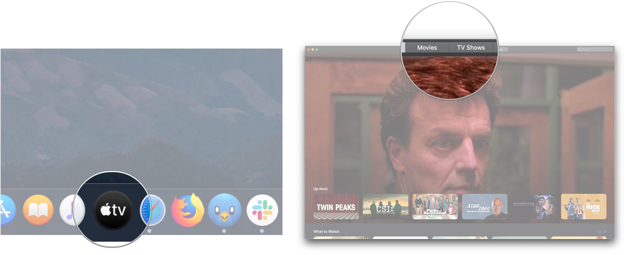 Open TV app, click Movies or TV Shows