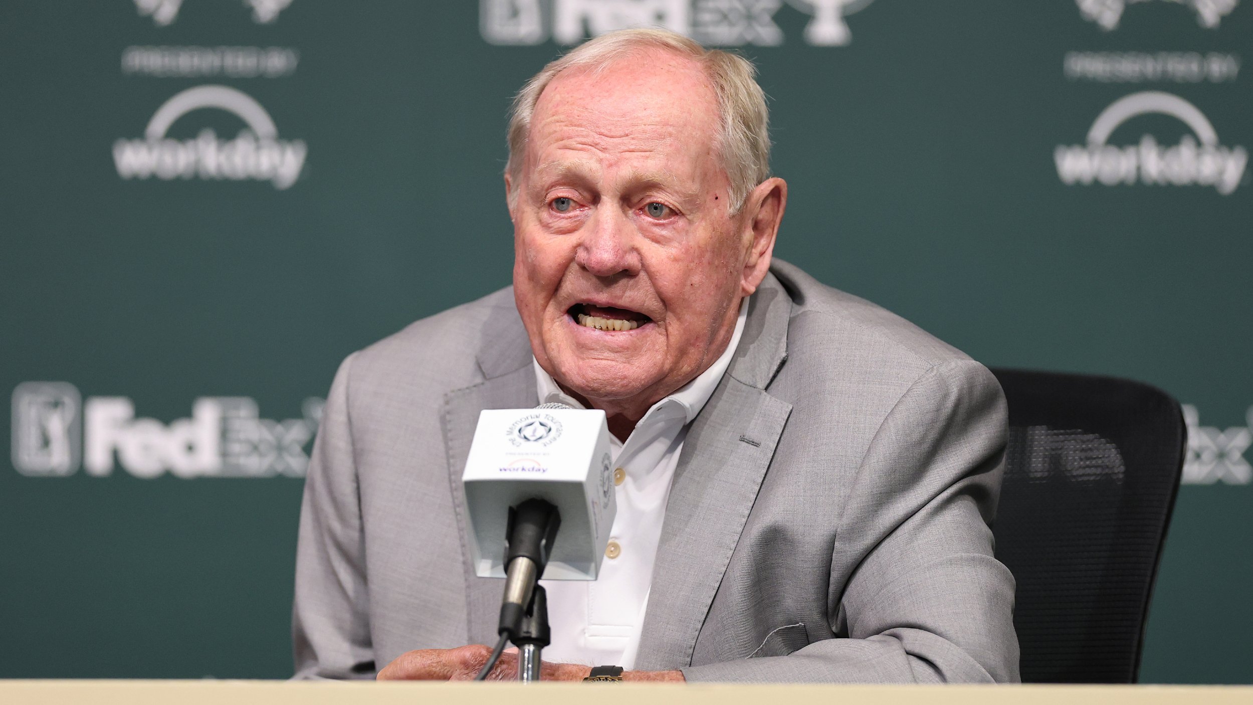 Jack Nicklaus talks before the Memorial Tournament