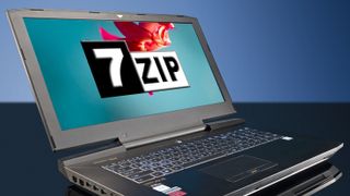 7-Zip logo läppärin näytöllä
