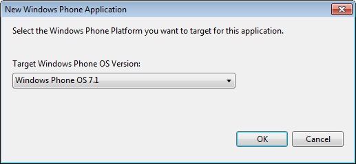 Dialog box asking the user which phone platform to target