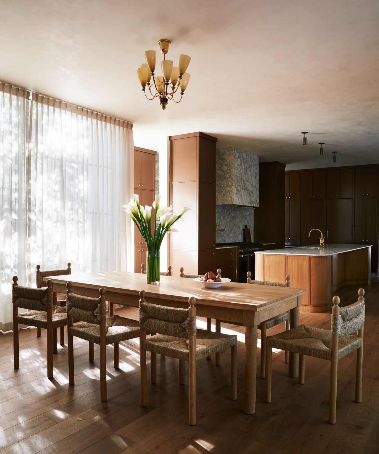 kitchen with antique dining table and chairs
