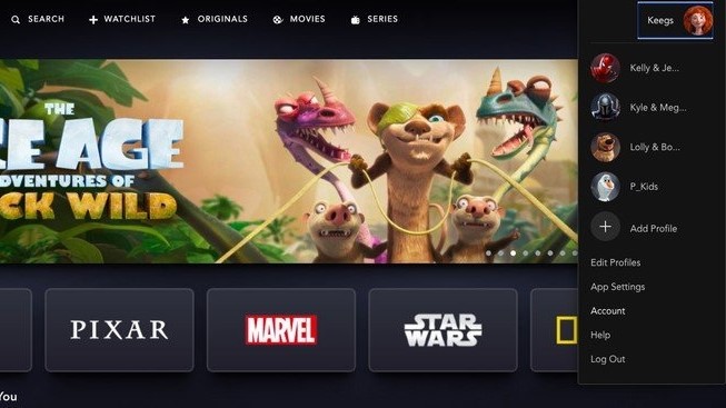 Captura de pantalla de Disney+