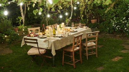 table in a beautiful garden 