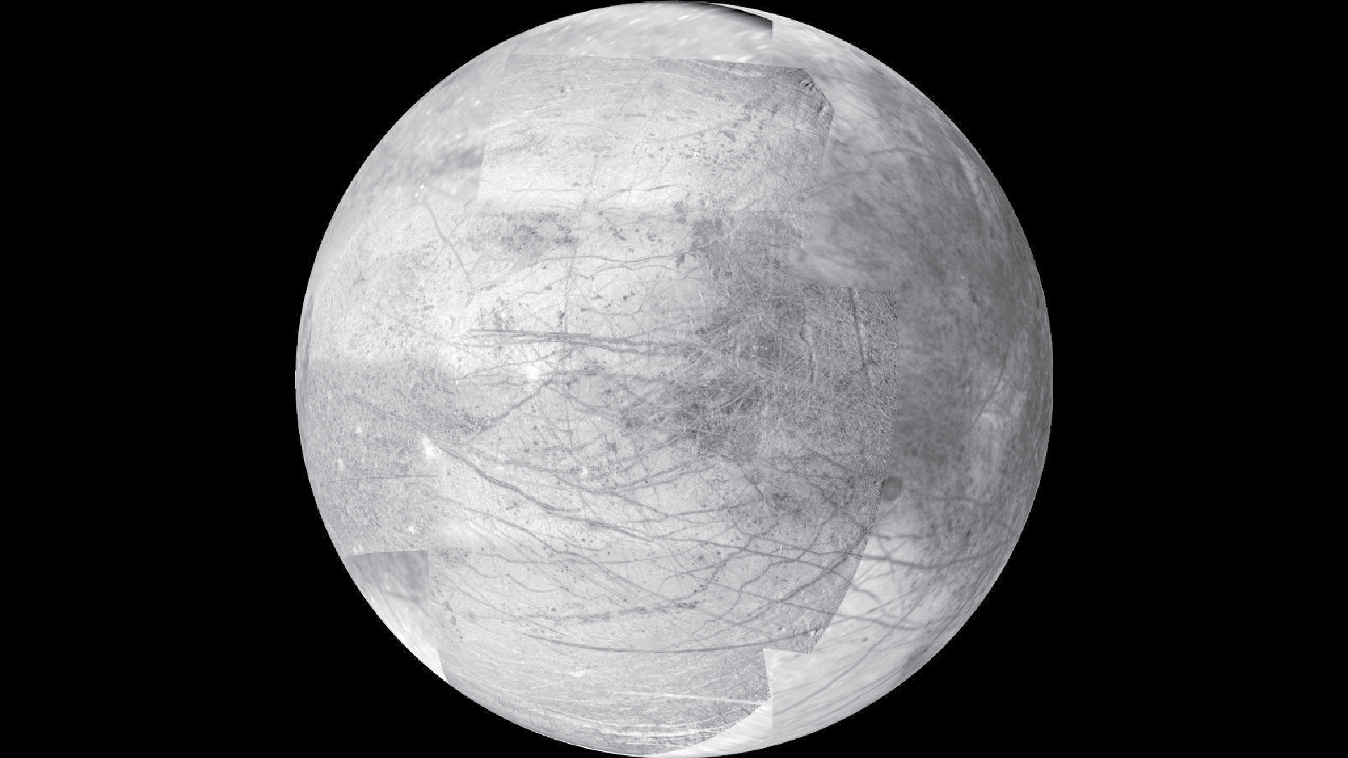 A white moon with gray crevices across its face