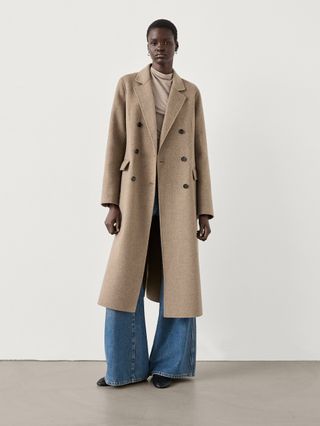 Long Wool Blend Double-Breasted Coat