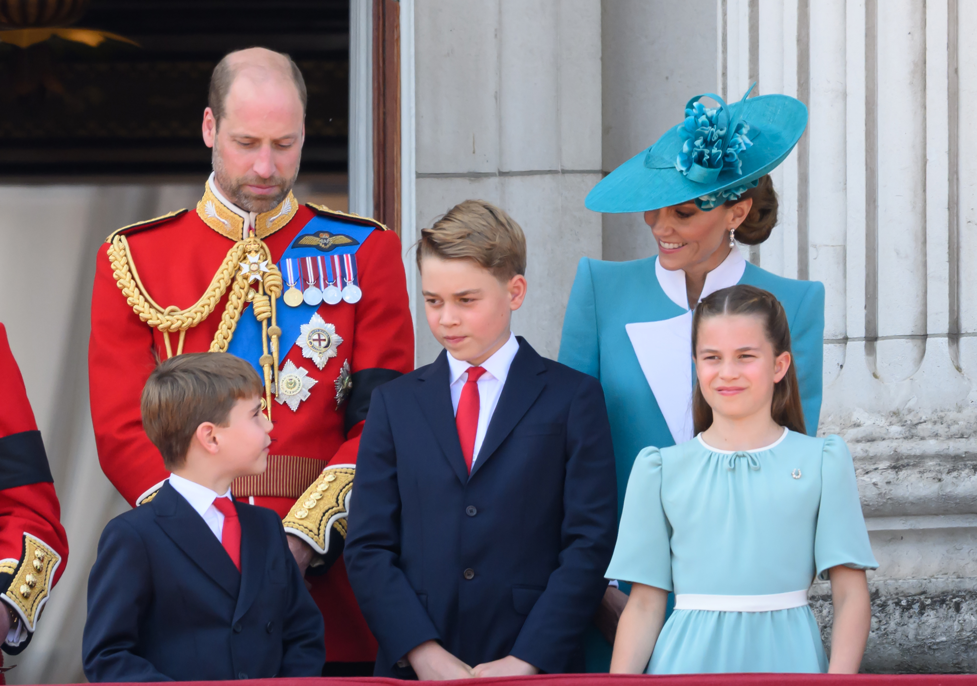Prince William, Prince George, Prince Louis, Princess Charlotte and Princess Kate dressed up in suits and dresses at Trooping the Colour