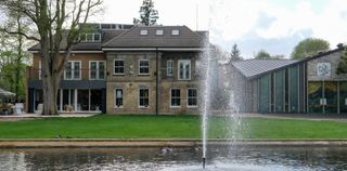 Pinner Middlesex, UK. April 2018.Memorial Park. Panorama taken on a sunny spring day. West House and the Heath Robinson Museum in the background.