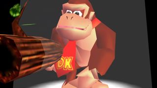 Donkey Kong wields his coconut gun in the fanmade Donkey Kong 64: Recompiled
