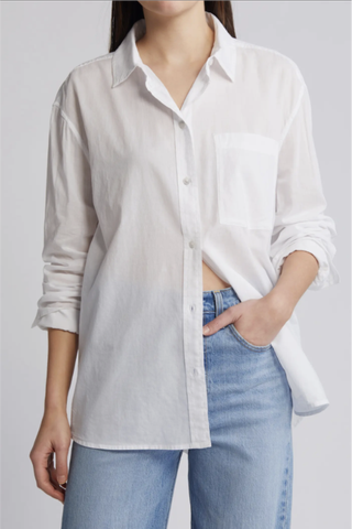 Cotton Voile Button-Up Shirt