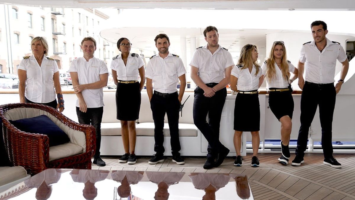 BELOW DECK MEDITERRANEAN -- Pictured: (l-r) Captain Sandy Yawn, Jack Luby, Tumi Mhlongo, Luka Brunto...