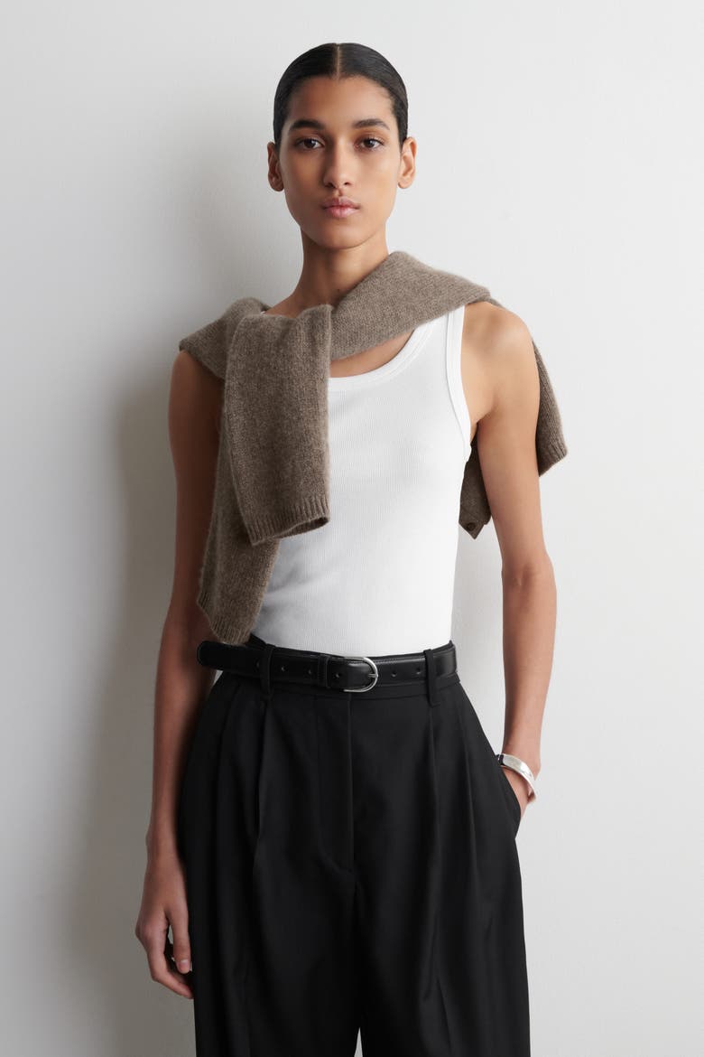 Ribbed-Cotton Round-Neck Tank Top