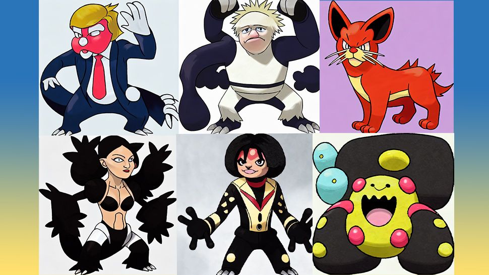 Images created with an AI Pok&eacute;mon generator