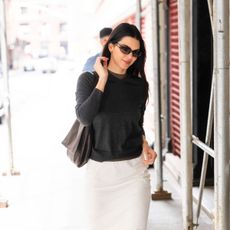 Kendall Jenner wearing a knee-length skirt