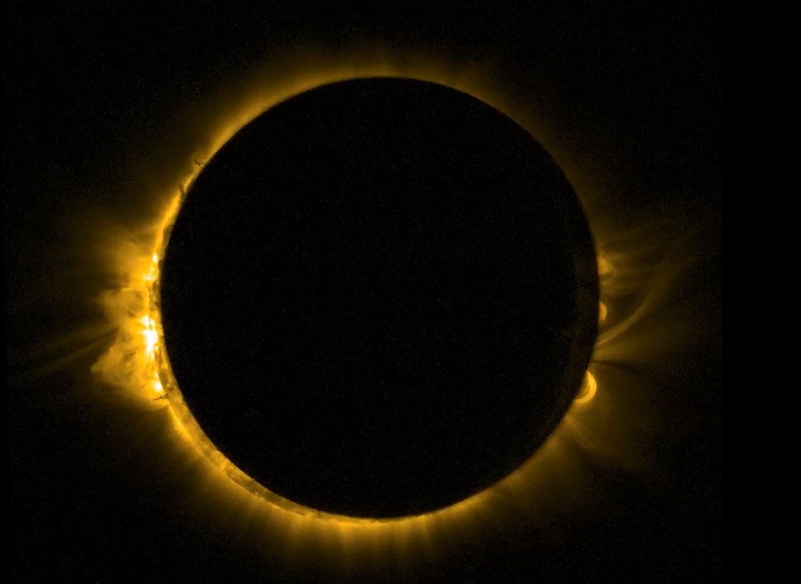 This view of the total solar eclipse of March 20, 2015 was captured from space by the European Space Agency&#039;s Proba-2 satellite, which was expected to see the eclipse twice as it orbited Earth. 