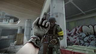 Escape From Tarkov Arena player showing middle finger