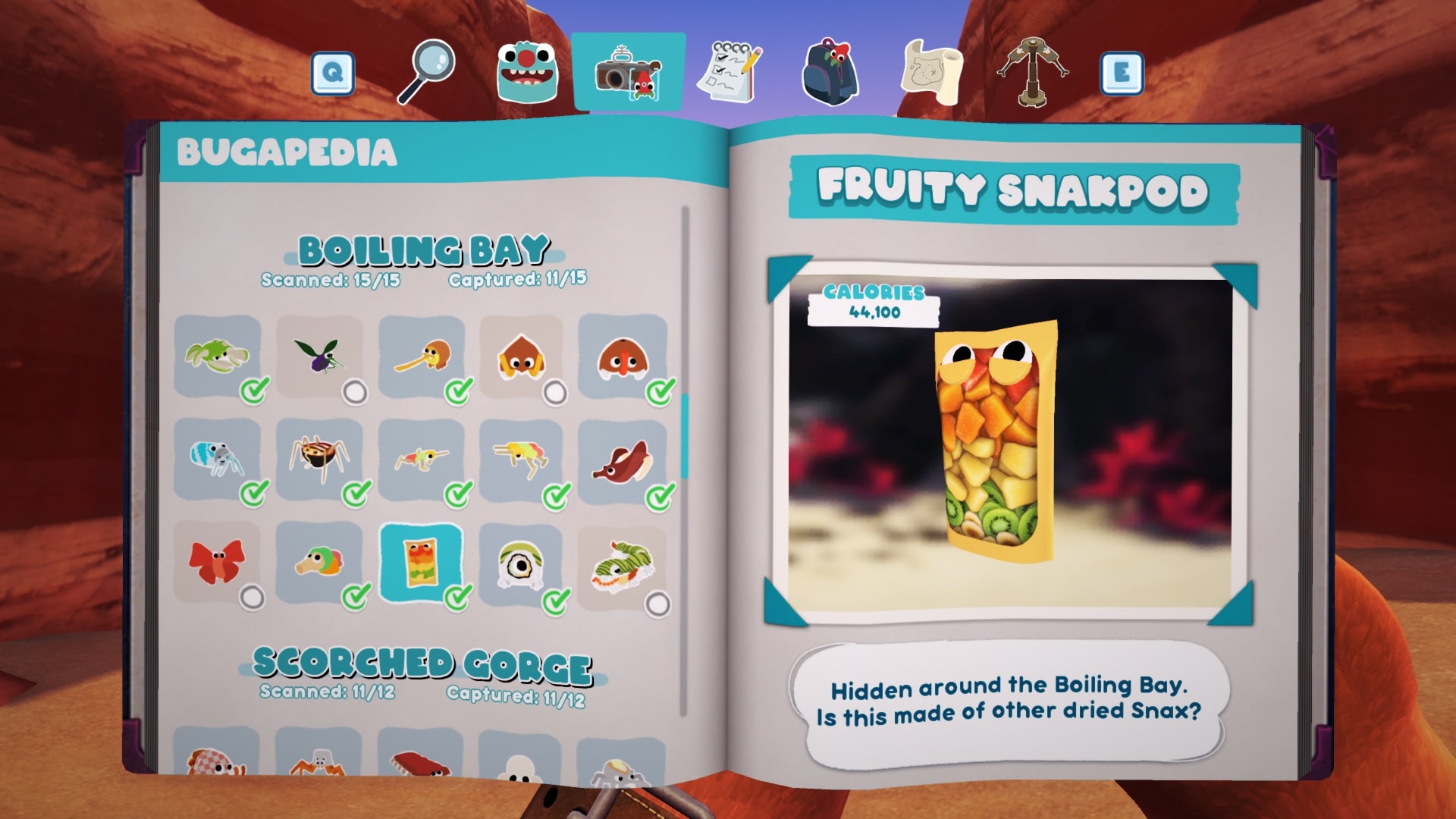Bugsnax Bugapedia: Fruity Snakpod