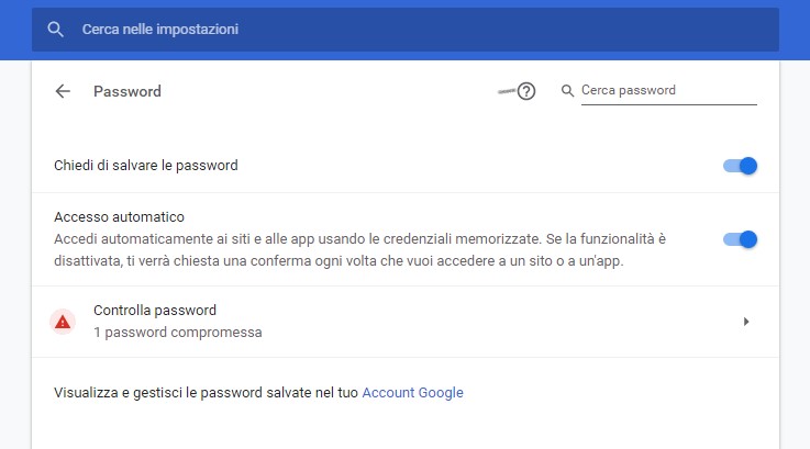 password manager di google