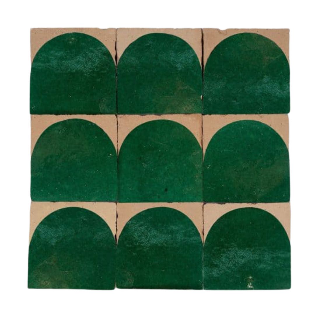 Otto Tiles, Dark Green Arch Terracotta Zellige