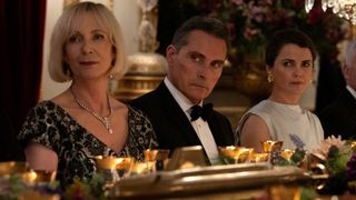 Allison Janney as Grace, Rufus Sewell as Hal Wyler, Keri Russell as Kate Wyler in episode 206 of The Diplomat