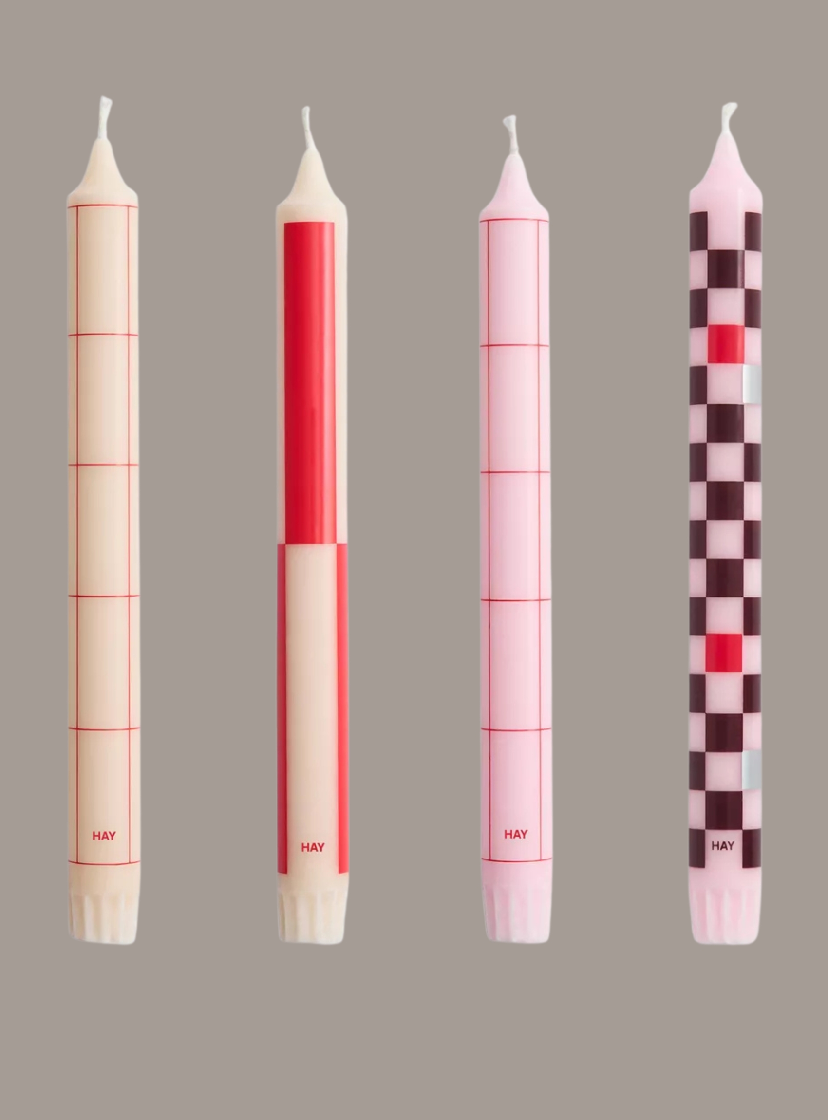HAY, Pattern Set of Four Wax Candles 24cm