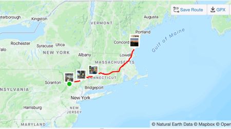 A Strava-generated map of Sam Westby's GWR-setting most-states-in-24-hours ride.