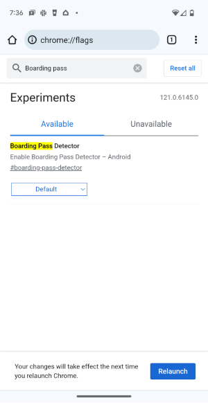 The Boarding Pass Detector in Chrome Flags.