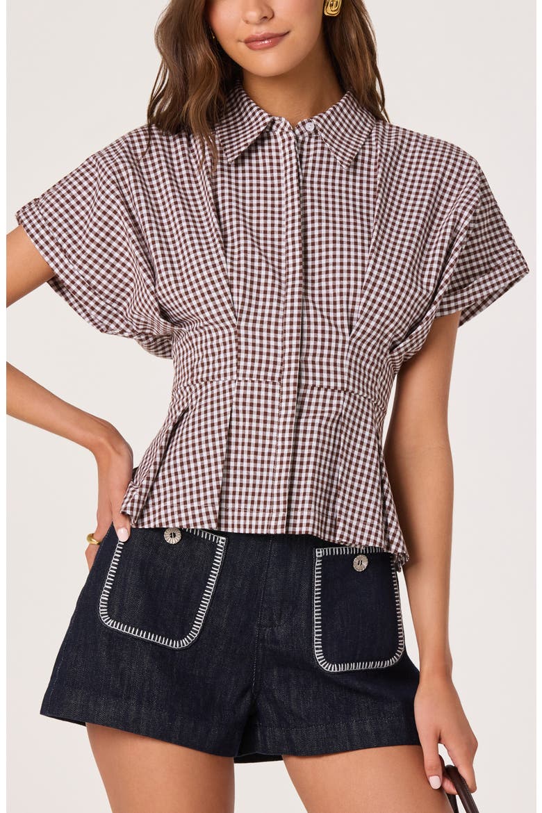 Beck Gingham Cotton Peplum Top