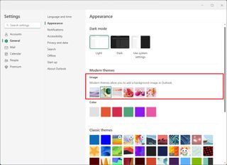 Outlook change background image
