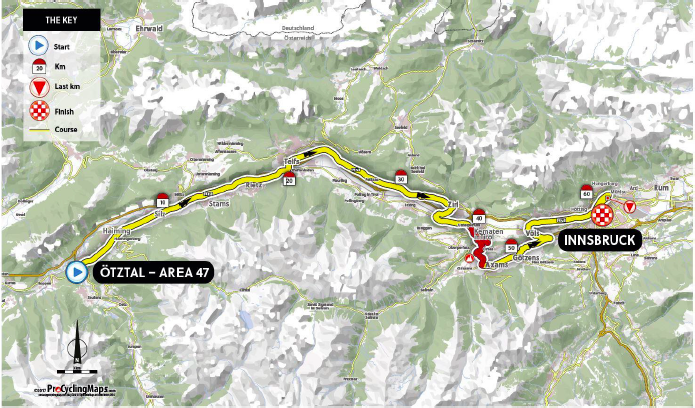 2018 world championships innsbruck tirol team time trial map