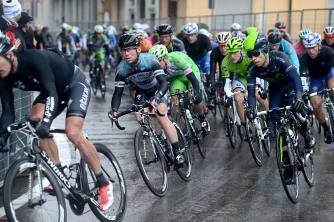 Mark Cavendish (Omega Pharma-QuickStep) in action during a rainy, miserable stage 12 of the Giro d'Italia