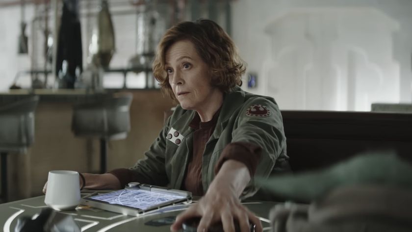 Sigourney Weaver looking annoyed in the first look at The Mandalorian and Grogu.