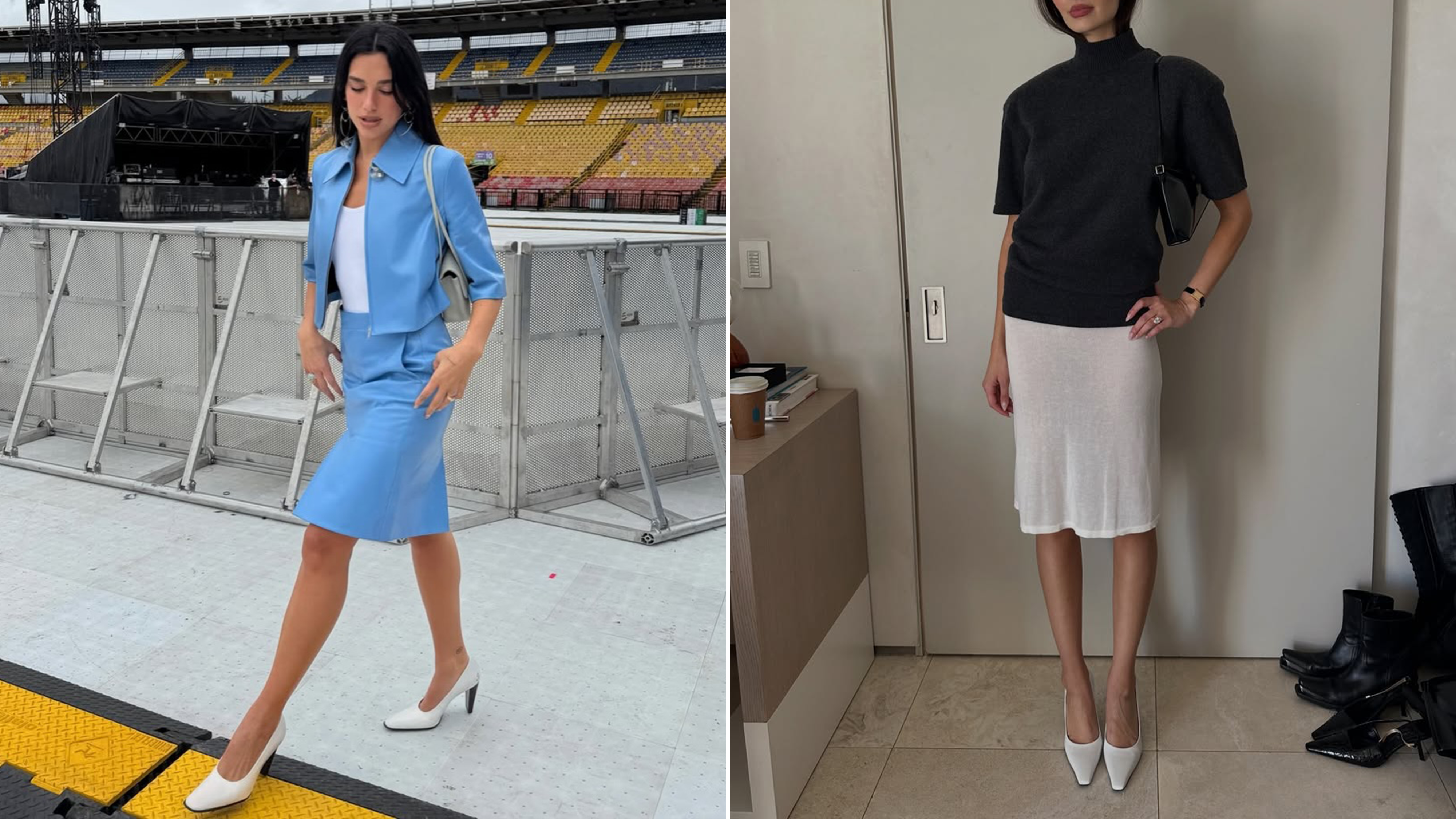 Dua Lipa and Pia Mance wearing Jude the Brand pumps