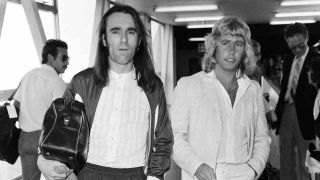 Status Quo’s Francis Rossi and Rick Parfitt arriving at Heathrow Airport in 1980