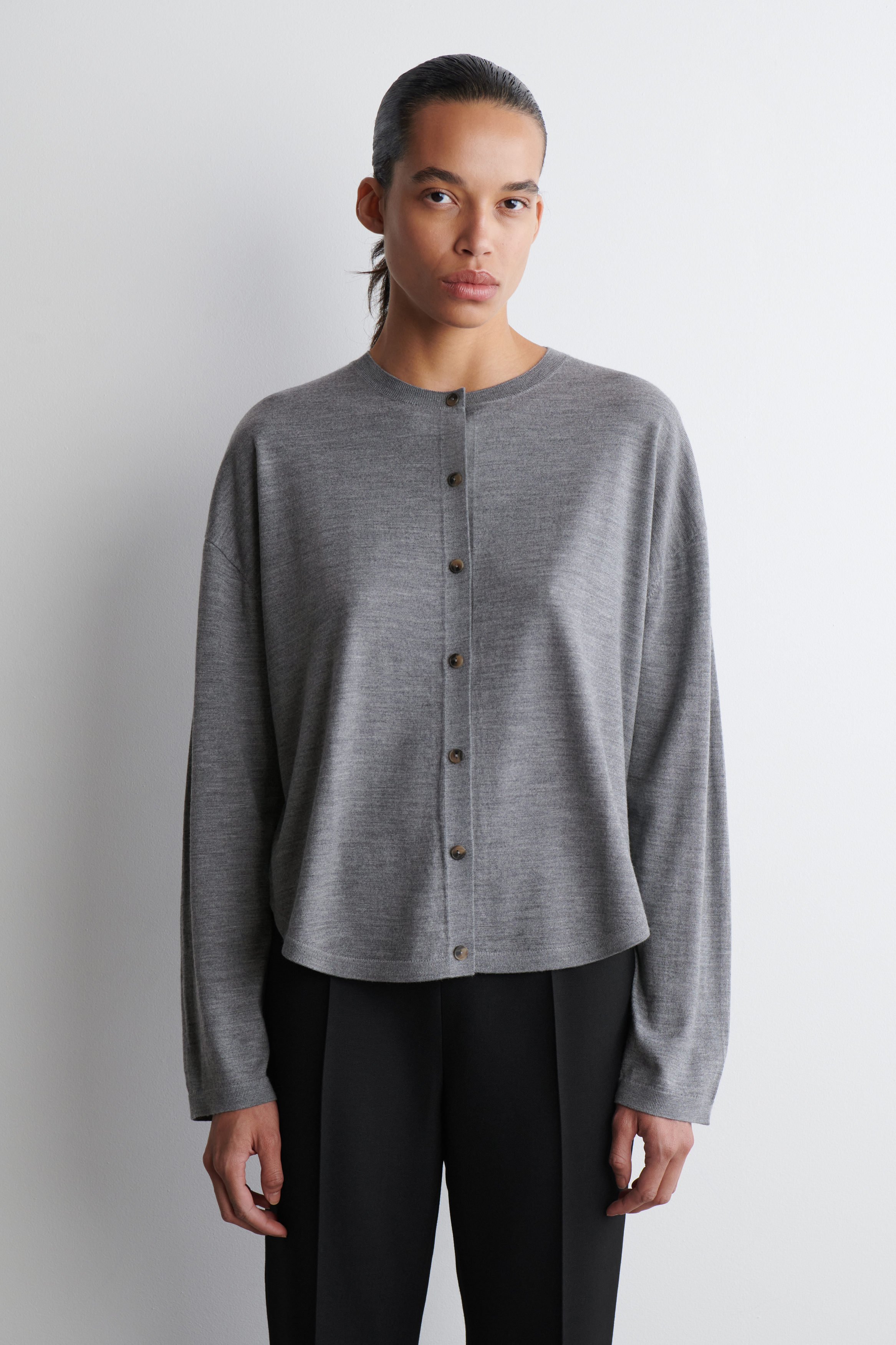 Circle-Cut Merino Wool Cardigan
