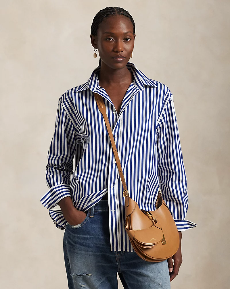 Oversize Fit Striped Cotton Shirt