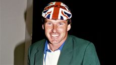 One of the European winners of The Masters, wearing a Union Jack patterned cap and the Masters Green Jacket