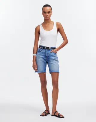 Long Denim Shorts in Pedersen Wash