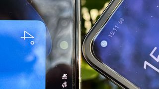 The Oppo Find N2 and Samsung Galaxy Z Fold 4's inner cameras, held side by side