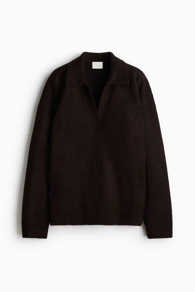 Fine-Knit Collared Sweater
