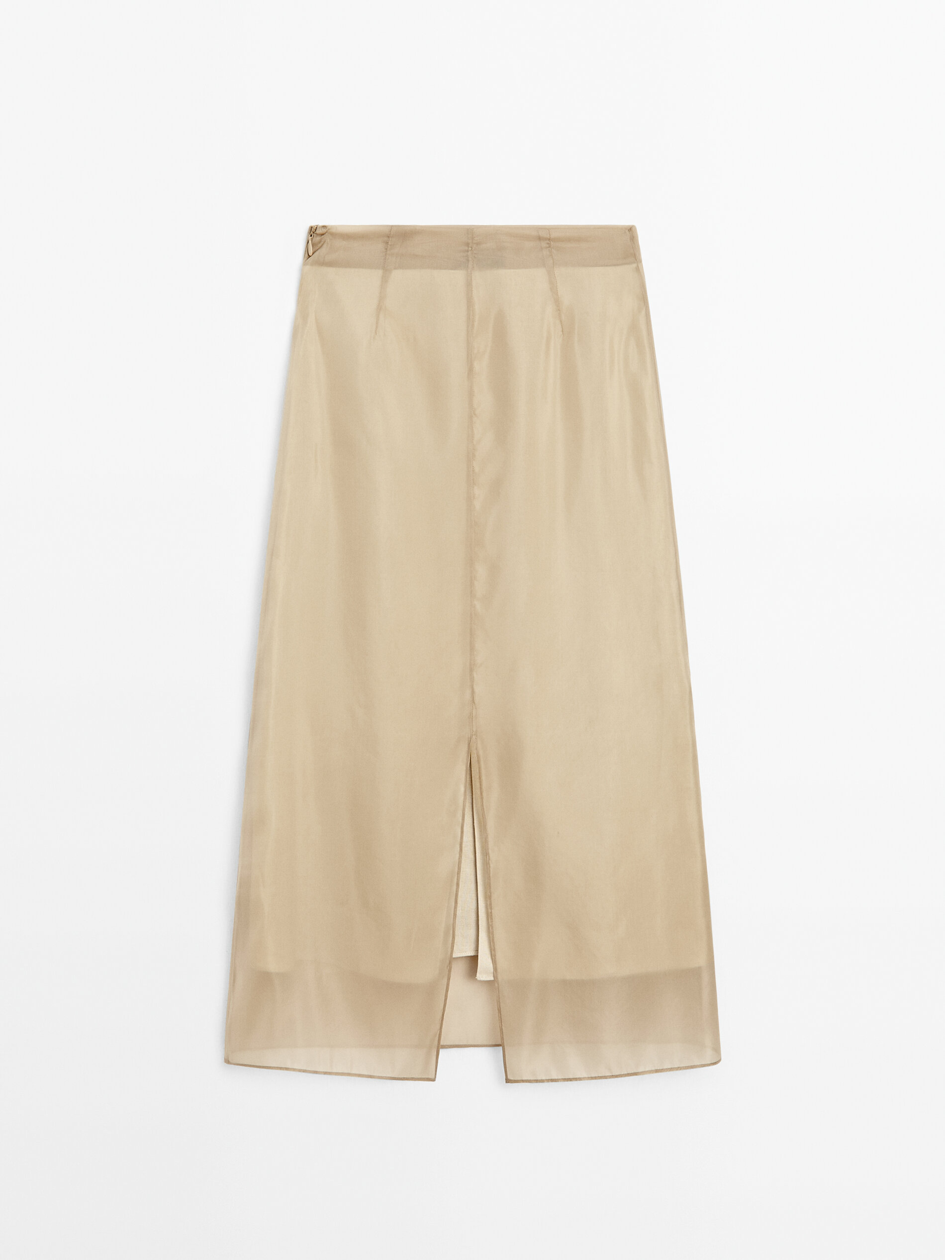 Silk Blend Double-Layer Midi Skirt