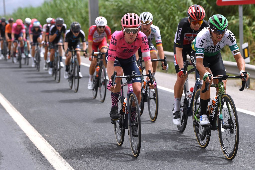 RINCON DE LA VICTORIA SPAIN AUGUST 24 LR Lawson Craddock of United States and Team EF Education Nippo and Jonathan Lastra Martinez of Spain and Team Caja RuralSeguros RGA during the 76th Tour of Spain 2021 Stage 10 a 189km stage from Roquetas de Mar to Rincn de la Victoria lavuelta LaVuelta21 on August 24 2021 in Rincon De La Victoria Spain Photo by Tim de WaeleGetty Images