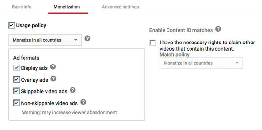 Enabling all types of ads leads to higher earnings but pre-roll or unskippable ads may lose potential viewers