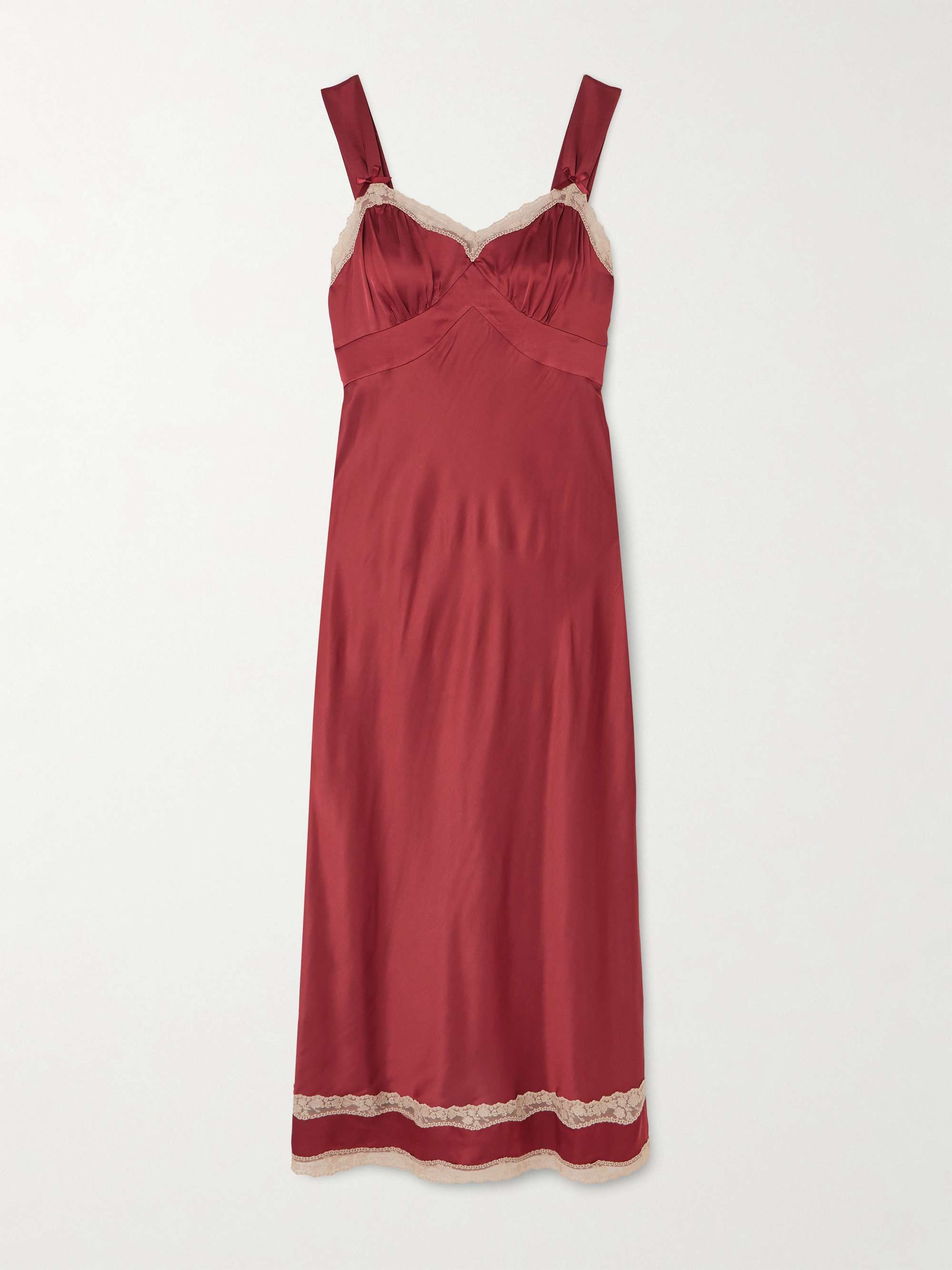 Lucie Lace-Trimmed Crepe De Chine Midi Dress