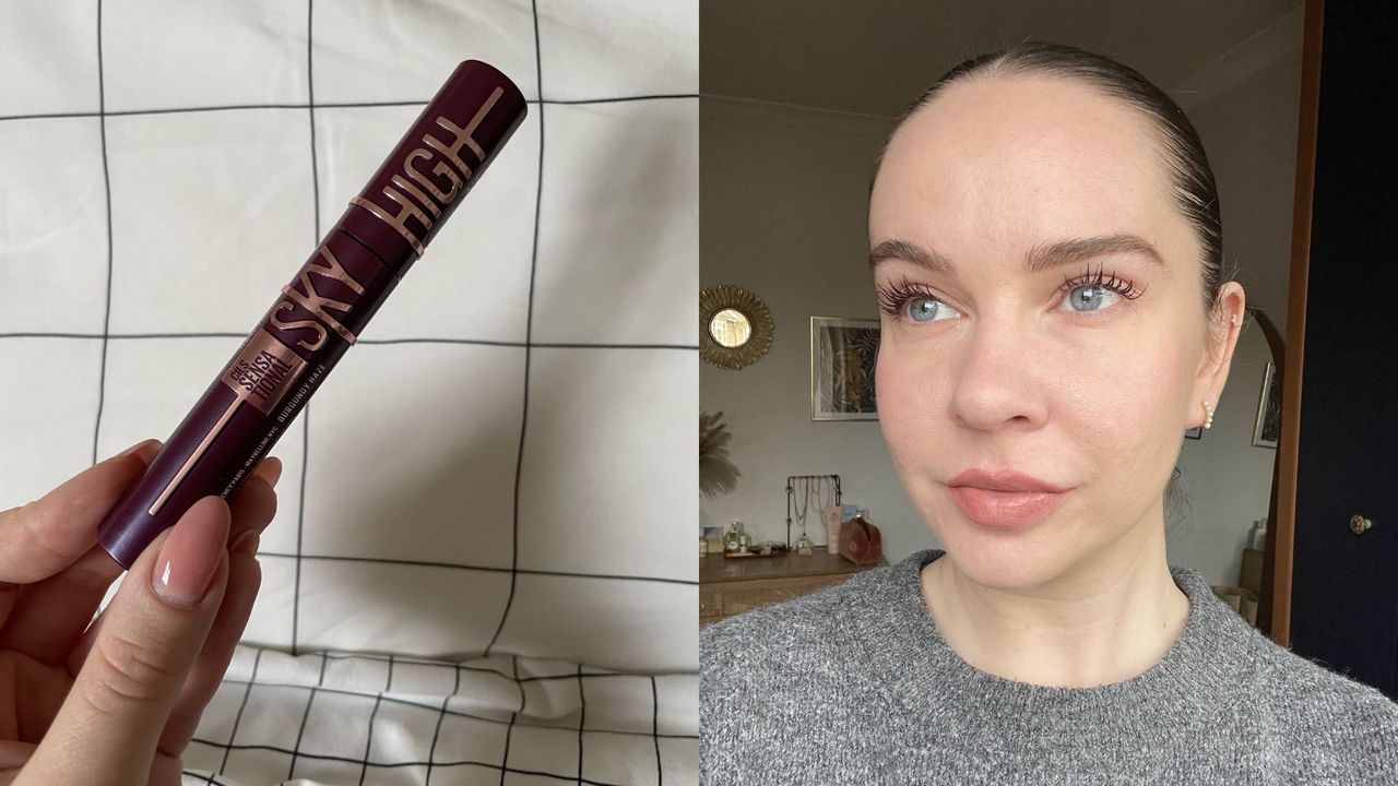 valeza wearing the maybelline sky high burgundy mascara