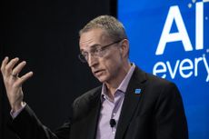 Intel CEO Patrick Gelsinger speaking on the launch of Intel's AI PC-focused chip products at its ‘AI Everywhere’ event in New York City