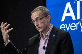 Intel CEO Patrick Gelsinger speaking on the launch of Intel's AI PC-focused chip products at its ‘AI Everywhere’ event in New York City