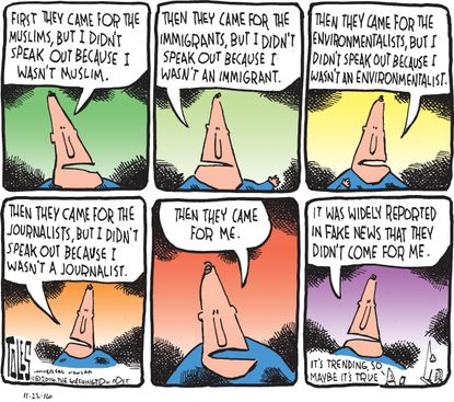 Political cartoon U.S. Donald Trump discrimination deportation
