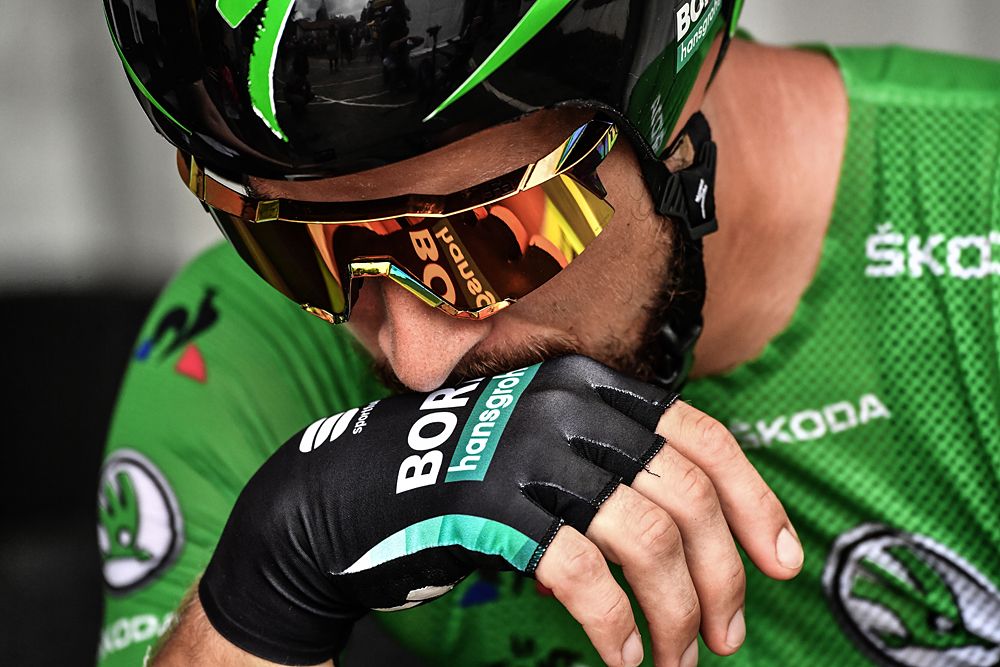 Peter Sagan (Bora-Hansgrohe) waits for his time trial start for stage 20 at the Tour de France