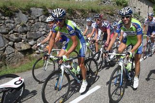 Liquigas' riders Vincenzo Nibali and Roman Kreuziger in stage eight.
